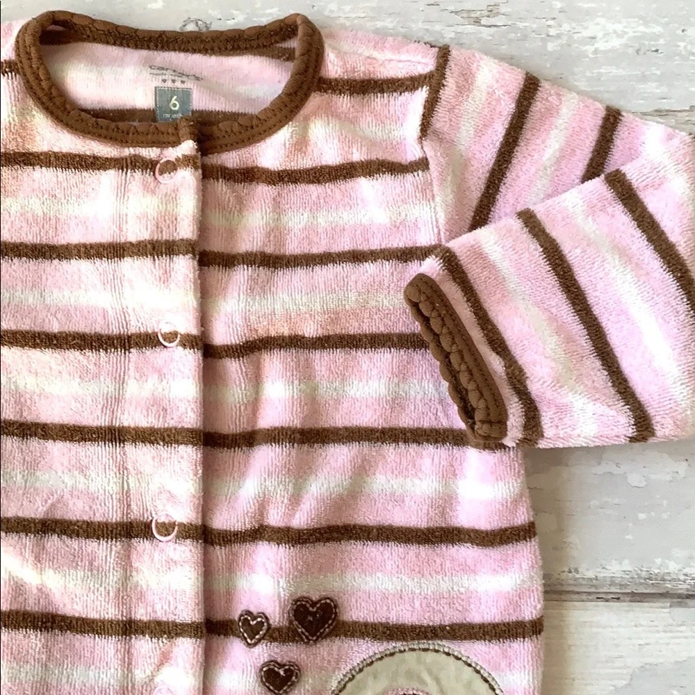 Carters 6m Baby Girl Terry Footie Sleeper Pajamas One Piece Outfit Pink Stripes